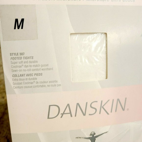 Danskin Girls Footed Tights Style 387 Size Medium 8-10 White. Set of 2 USA! - Picture 5 of 7
